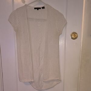 JEANNE PIERRE | Textured Open-Front White Cardigan